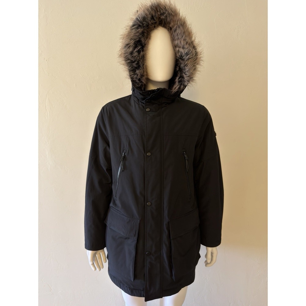 Michael Kors Black Fur Trim Hooded Parka Water Resistant Men's M‎